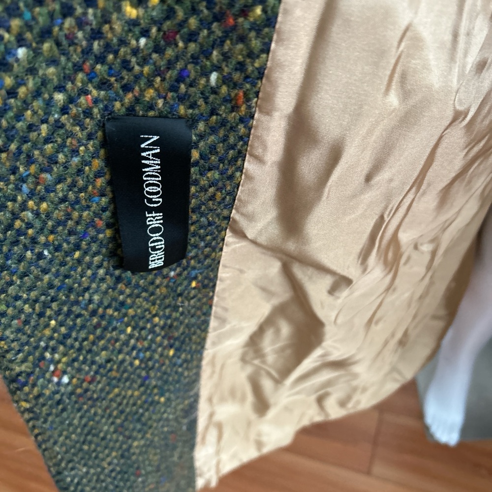 Sold‼️Searle Vintage Irish Wool Herringbone Shawl Collar Green  Long Coat 12 - Picture 9 of 17
